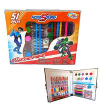Maleta de pintura infantil kit escolar estojo canetinhas lápis 51 peças - Dalua Shop