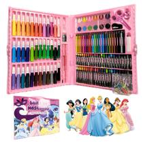 Maleta De Pintura Infantil Para Colorir Com Desenhos 150 peças Princesas