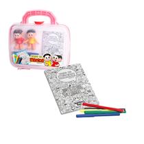 Maleta de Pintura Infantil Turma da Mônica com Livrinho para Ilustrar Canetinhas e Bonecos