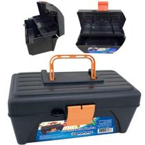 Maleta de plastico ferramenta pescaria organizadora com bandeja econômica preta/laranja