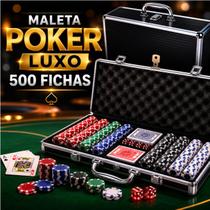Maleta de Poker 500 Fichas Luxo C/Numeração C/Tapete Com Chave 2 Baralhos 5 Dados Pôquer Maleta de Poker 500 Fichas Luxo C/Numeração C/Tapete Com Chave 2 Baralhos 5 Dados Pôquer