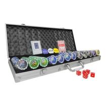 Maleta de Poker com 500 Fichas Numeradas com Ficha Small Bling Big Blind e Dealer