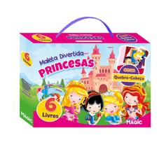 Maleta Divertida Com 6 livros + Quebra Cabeça - Princesas