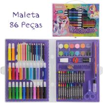 Maleta Escolar de Pintura com 86 Peças - Tema Unicórnio Grupo Magic Maleta Escolar de Pintura com 86 Peças - Tema Unicórnio Grupo Magic
