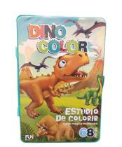 Maleta Escolar de Pintura Dinossauro 68 peças Canetinhas Coloridas