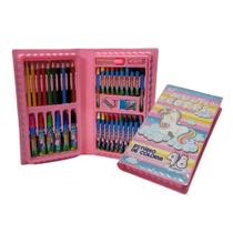 Maleta Escolar de Pintura Infantil 48 Peças Estojo Completo Unicórnio Rosa Volta às aulas multicolor Menina + 6 anos Maleta Escolar de Pintura Infantil 48 Peças Estojo Completo Unicórnio Rosa Volta às aulas multicolor Menina + 6 anos