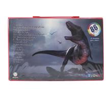 Maleta escolar estampa dinossauro com 86 peças