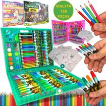 Maleta Escolar Infantil Pintura 150 Peças Pintar Desenhar - Fun Game