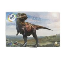 Maleta escolar transparente com 68 peças estampa dinossauro