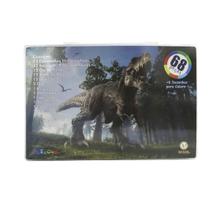 Maleta escolar transparente com 68 peças estampa dinossauro