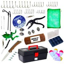 Maleta + Estojo Acessório Pescaria Anzol Linha Isca Massa