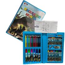 Maleta Estojo De Pintura Infantil Dinossauro / Sereia 48 Pçs - Xb Toys