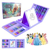 Maleta Estojo Pintura Infantil Grande Desenhos Multi Cores Princesas