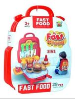 Maleta Fast Food De Brinquedo 3 Em 1 / Mochila / Display - Toy King