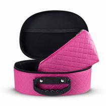 Maleta Frasqueira + Necessaire Bolsa De Mão Maquiagens Oval - Pink Web