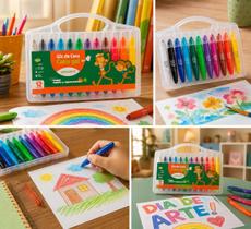 Maleta Giz de Cera Gel Aquarelável Retrátil 12 Cores Vivas para Desenho Maleta Giz de Cera Gel Aquarelável Retrátil 12 Cores Vivas para Desenho