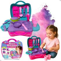 Maleta Infantil Menina Kit Com Panelinhas Fogão Pia 12 Acessórios