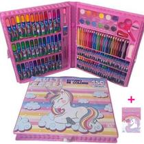 Maleta Infantil para colorir estojo escolar 150 peças Rosa - Redzone