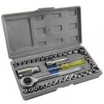 Maleta Jogo de Chave Catraca Reversível Aço com 40 Peças