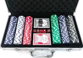 Maleta Jogo De Poker 300 Fichas 2 Baralhos 5 Dados - Gogupo