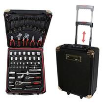 Maleta Jogo Ferramentas 199 Pecas Aluminio Carrinho Profissional Mala Rodinhas Cromo Vanadio Alicates Soquetes Bits Tren