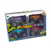 Maleta Kit 4 Carrinhos Monster Machine Truck Brinquedo Menino
