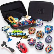 Maleta Kit 8 Beyblade Storm Gyro Lançador Beylogger Klizz