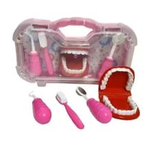 Maleta Kit Dentista Infantil Brinquedo Rosa Pakitoys