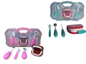 Maleta Kit Dentista Rosa e Kit dentista Verde Odontologia Brinquedo