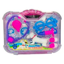 Maleta Kit Veterinaria Brinquedo educativo rosa paki toys