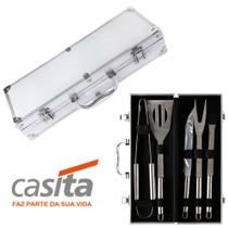 Maleta Linha Churrasco 5 Peças Inox Aluminio Casita