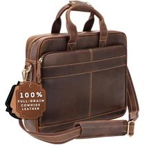 Maleta Luxorro de couro integral para homens 15.6 para laptop