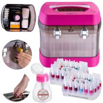 Maleta Manicure Organizadora Rosa + Porta Acetona