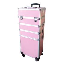 Maleta Maquiagem Completa Com Rodinha 360º e Divisórias Profissional 4º Andar Rosa 914R