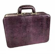 Maleta médica Guedes modelo Verona, couro estampa Crocodilo cor Burgundy