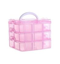 Maleta Organizadora 15X15X12.5Cm Com 3 Compartimentos Rosa