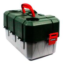 Maleta Organizadora 3 Bandejas Articuladas Corpo Cinza Tampa Verde