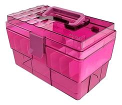 Maleta Organizadora Cor Rosa Transparente Multiuso Crippa Maleta Organizadora Cor Rosa Transparente Multiuso Crippa
