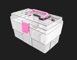 Maleta organizadora crippa - cristal com acessórios rosa