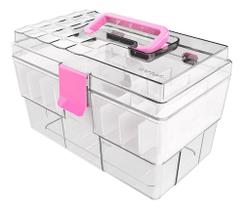 Maleta Organizadora Crippa Multiuso Transparente/Rosa