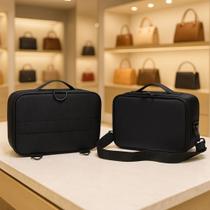 Maleta Organizadora de Maquiagem Profissional Preta com Alça e Divisórias Ajustáveis p Pincéis e Cosméticos