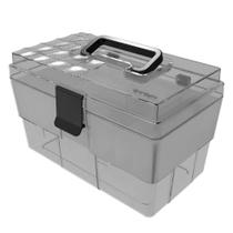 Maleta Organizadora Multiuso Maquiagem Medicamentos Itens Odontológicos Crippa Fumê e Preto