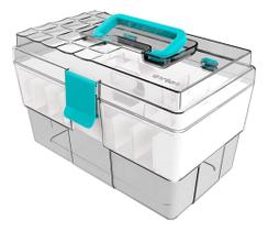 Maleta Organizadora Pra Acessórios Transparente Com Azul