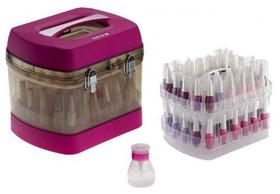 Maleta P/ 68 Esmaltes Profissional C/ Porta Acetona Rosa - Dompel
