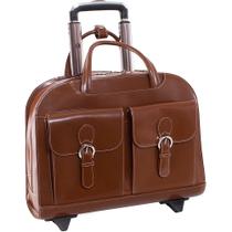 Maleta para laptop McKlein Davis de couro de 15 polegadas com rodas - marrom Maleta para laptop McKlein Davis de couro de 15 polegadas com rodas - marrom