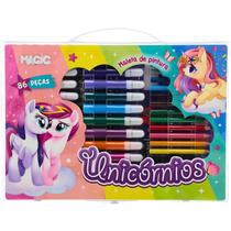 Maleta Para Pintura Unicórnio 86 Peças 30cmx21cm Magic Kids