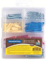 Maleta parafusos e buchas 100 pcs tramontina