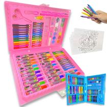 Maleta Pintura Infantil Menina Estojo 86 Peças P/ Colorir