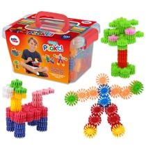 Maleta Plakt 100 peças Pakitoys - jogo educativo e criativo com engrenagens para montar