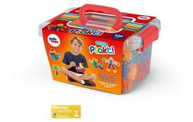 Maleta Plakt 100 Pecas Pakitoys para Montar e Encaixar com Formato Engrenagens Brinquedo Recreativo